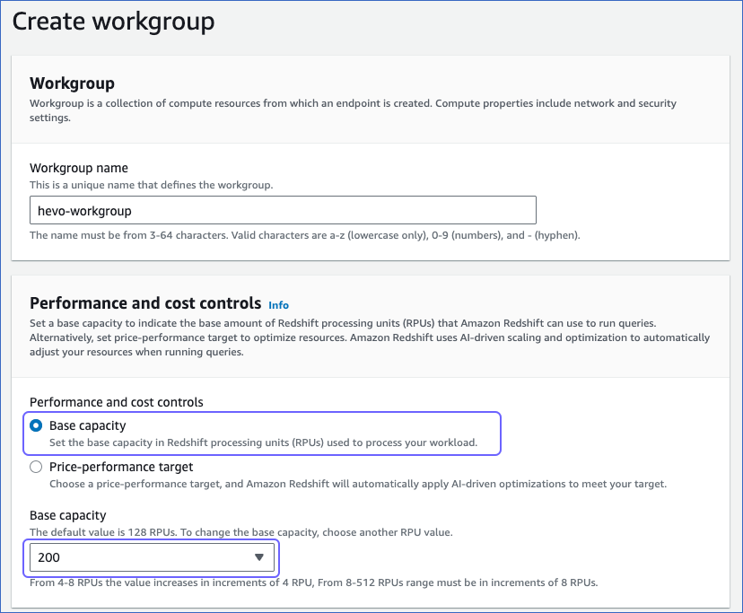 Name and base capacity