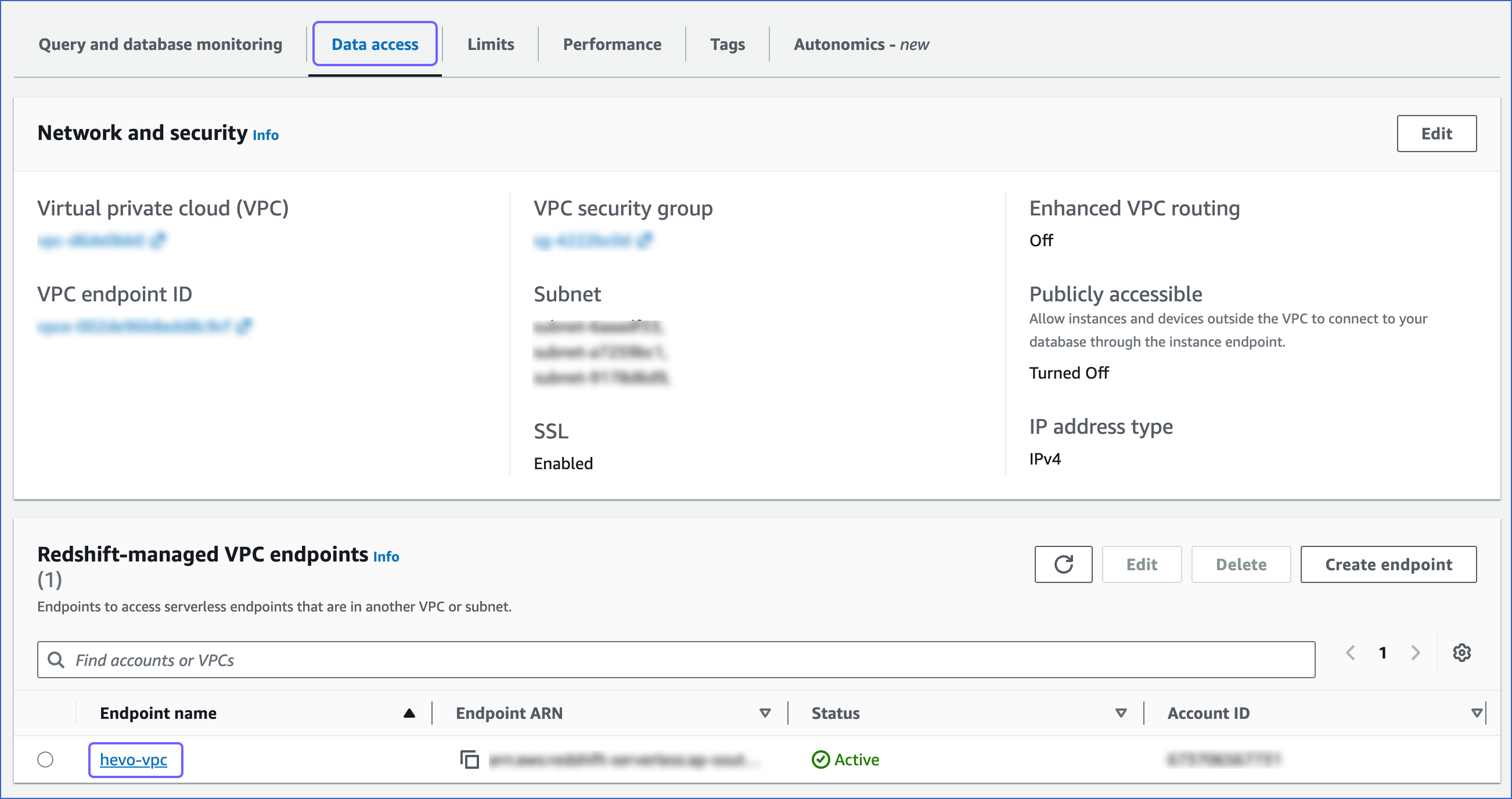VPC endpoint created