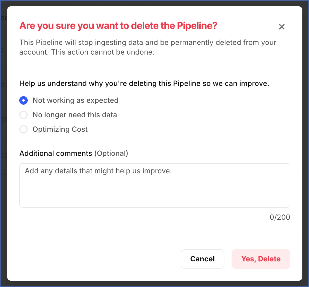 Delete Pipeline