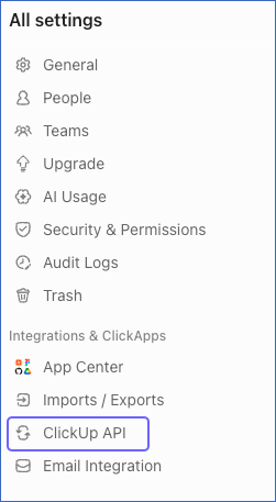 Click ClickUp API