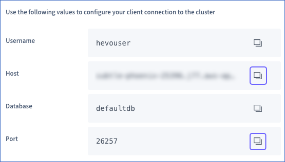 Copy Host and Port Number