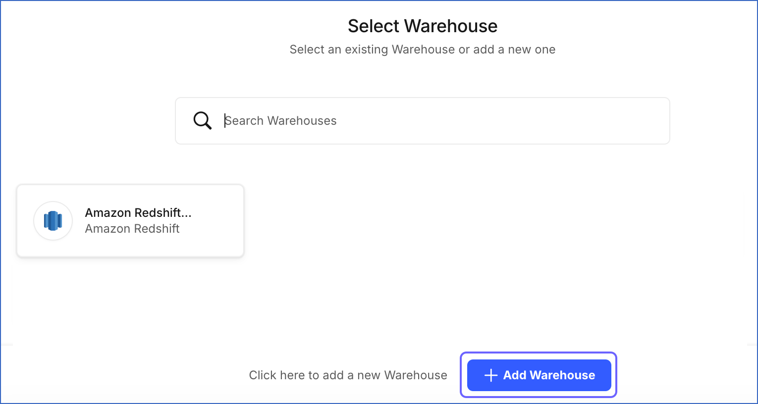 Add a new Warehouse