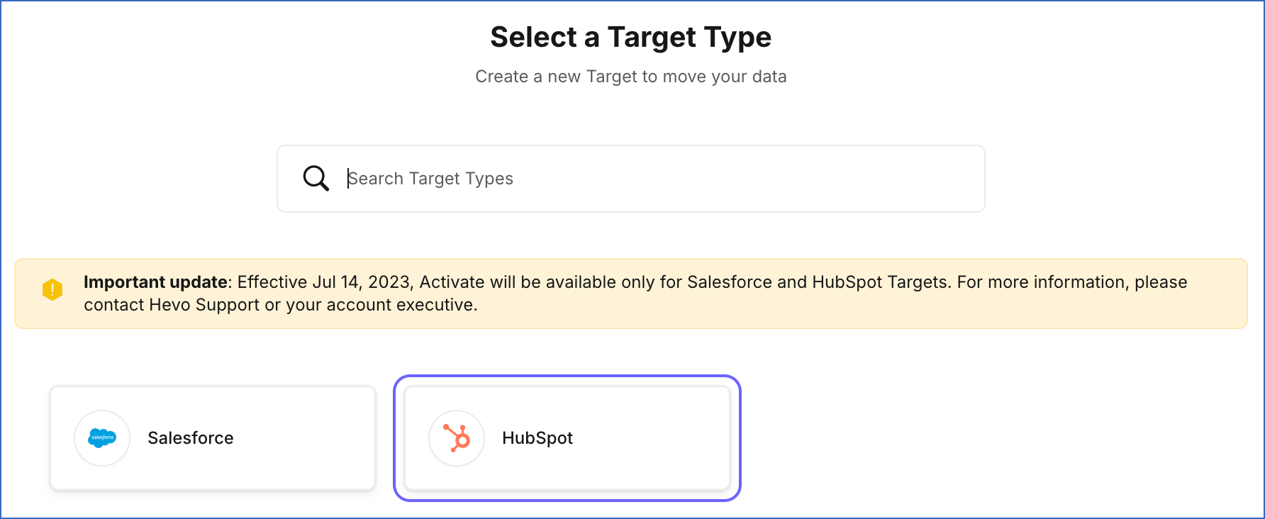 Select a Target Type
