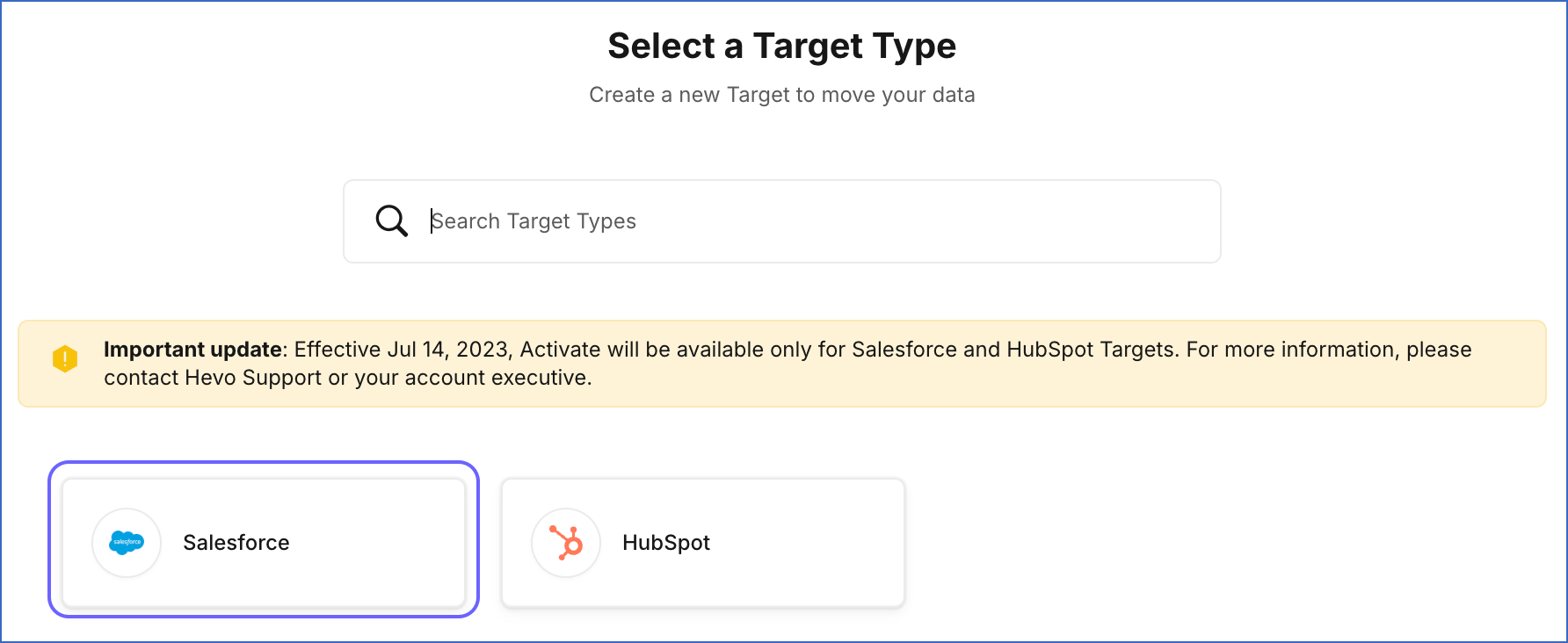 Select Salesforce Target Type