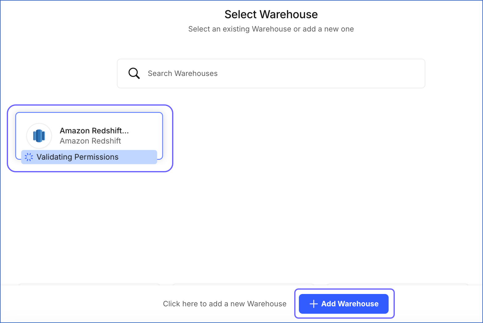 Warehouse Validate Permissions