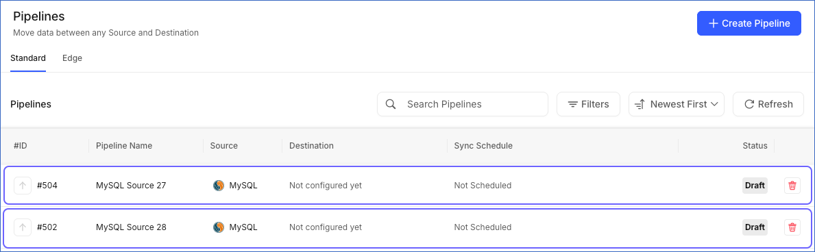 Pipeline List View