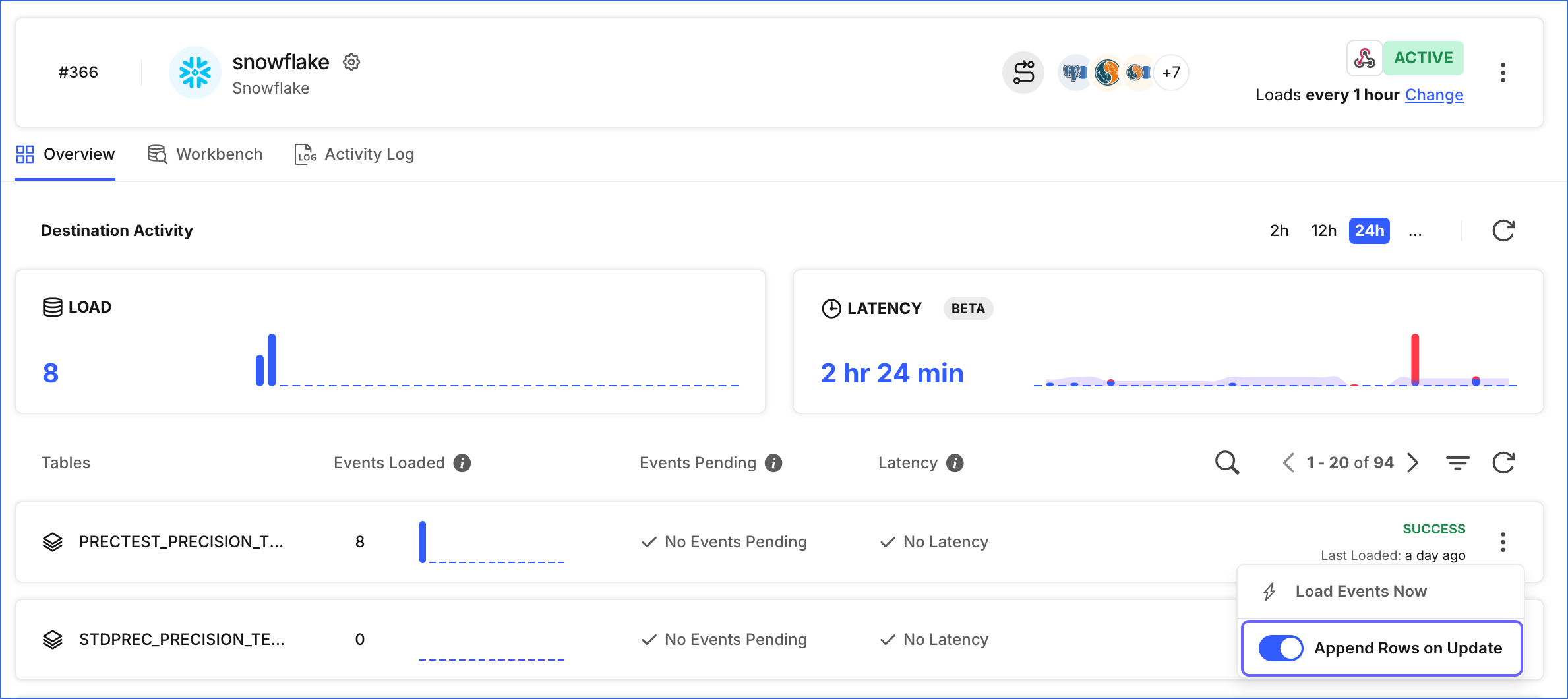 Append rows on update setting