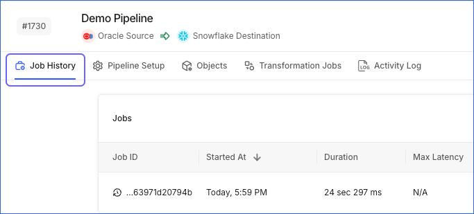Job History ToolBar