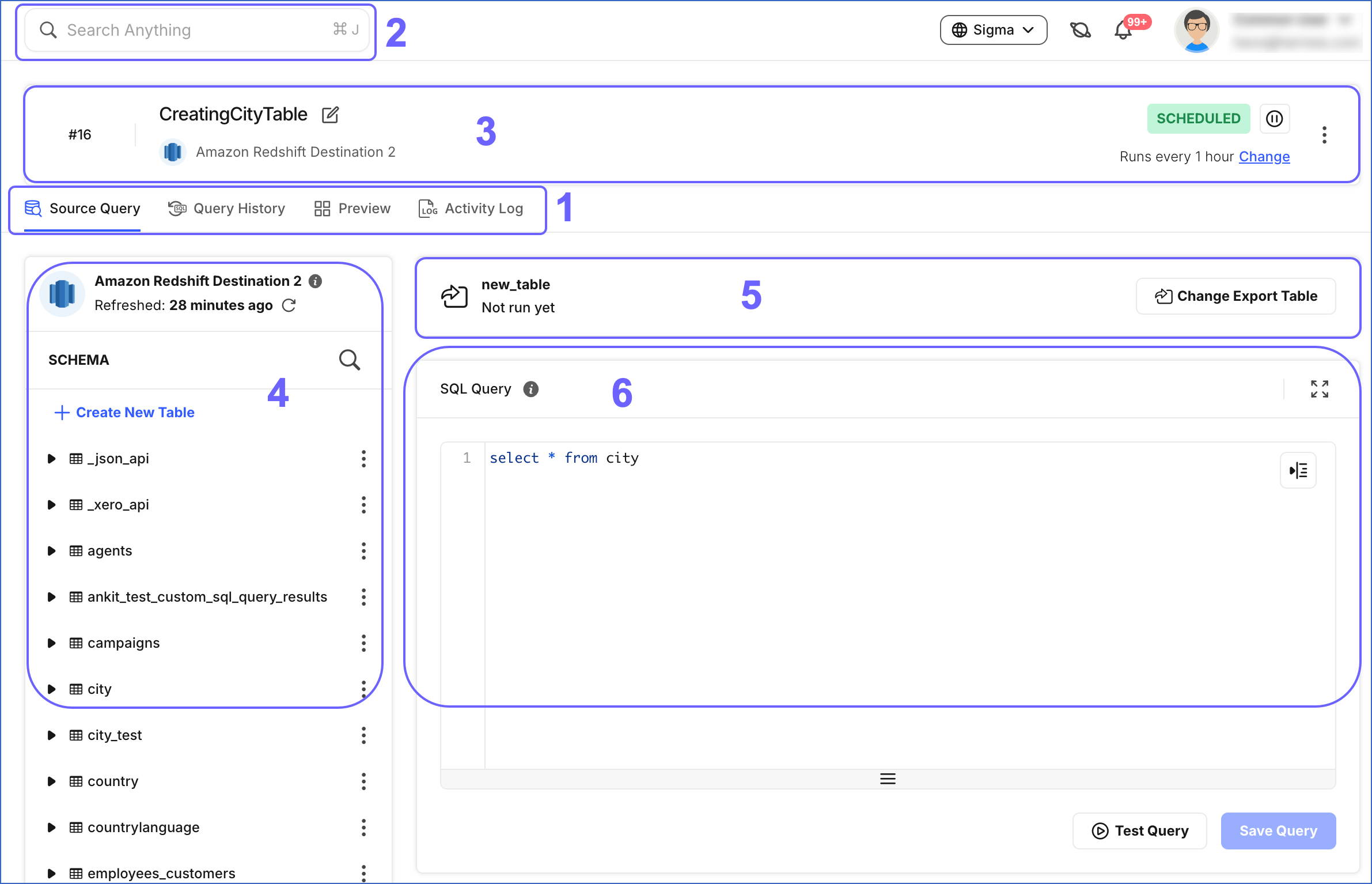 Model Source Query tab