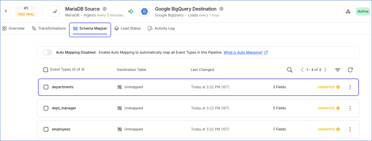 Unmapped Event Type