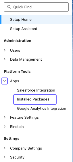 Click Installed Packages