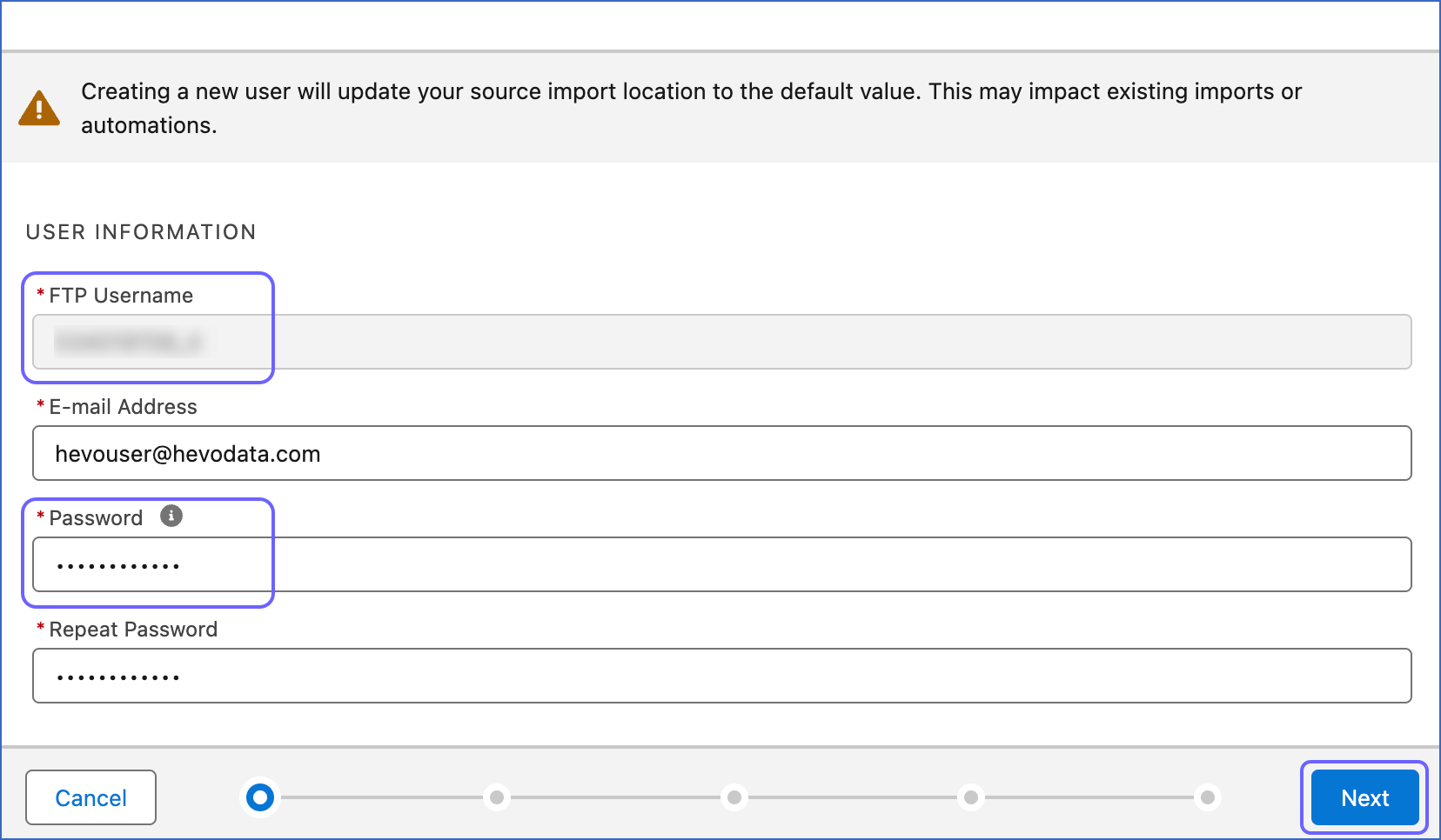 Specify User Details