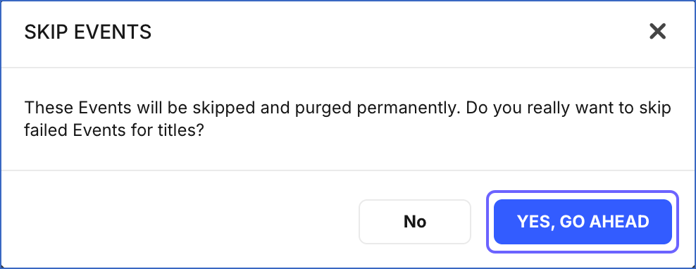 Warning message for skipping Events