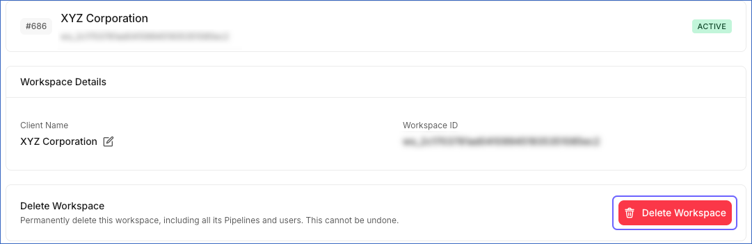 Click Delete Workspace