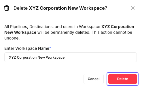 Confirm Delete Workspace