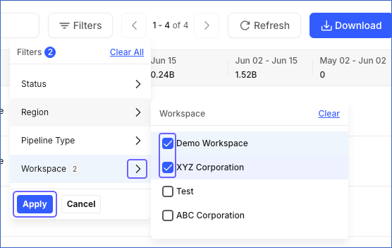 Select Workspace Filter