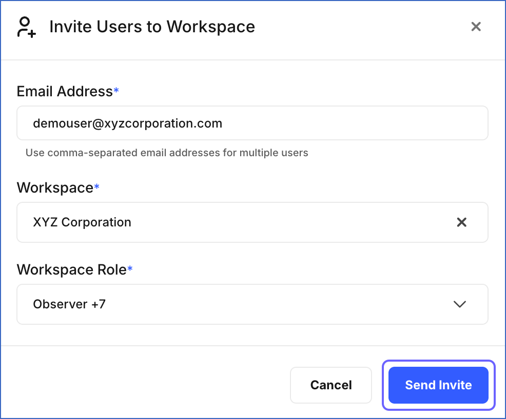 Invite Users to Workspace