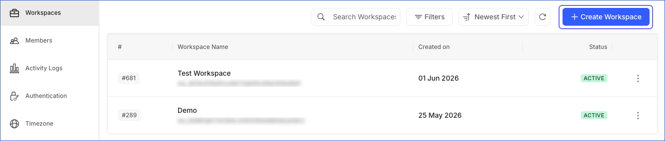 Click Create Workspace