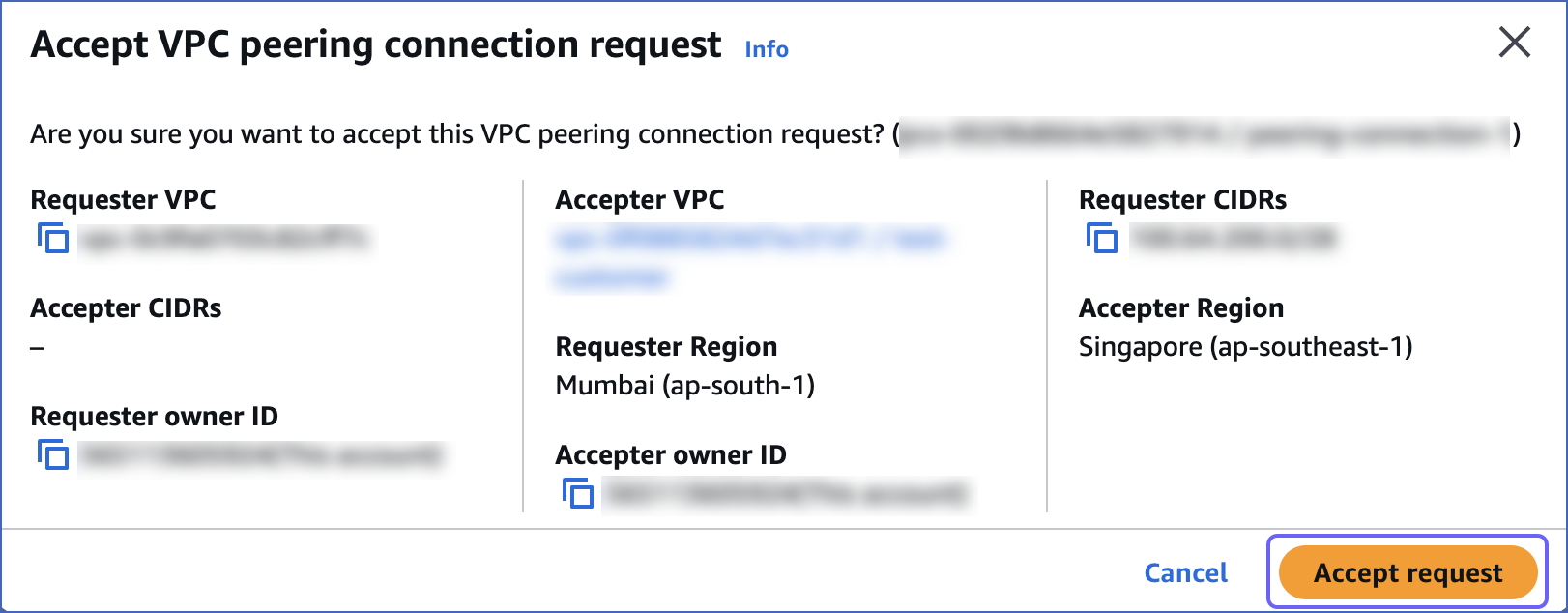 Accept Peering Connection Request