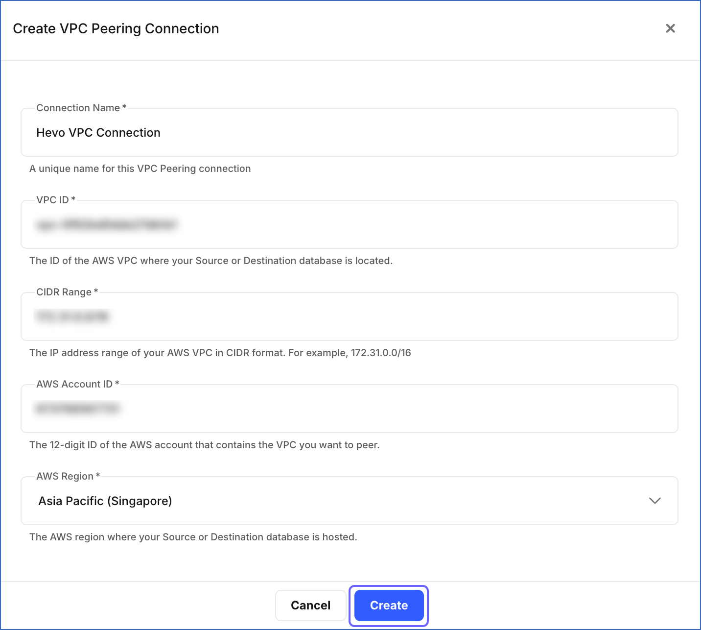 Create VPC Peering Connection