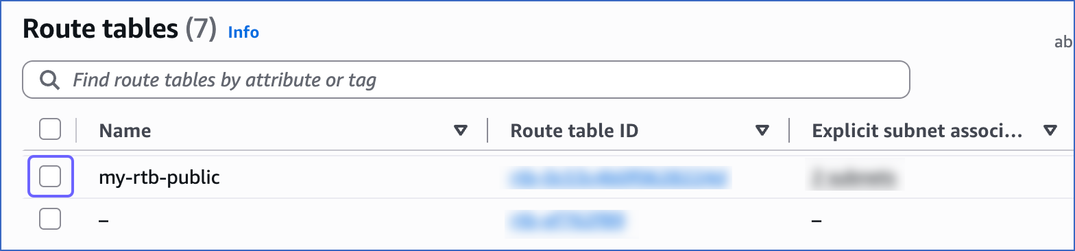 Select Route Table