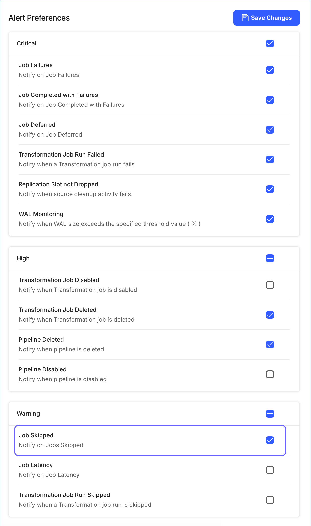 Customize Alerts