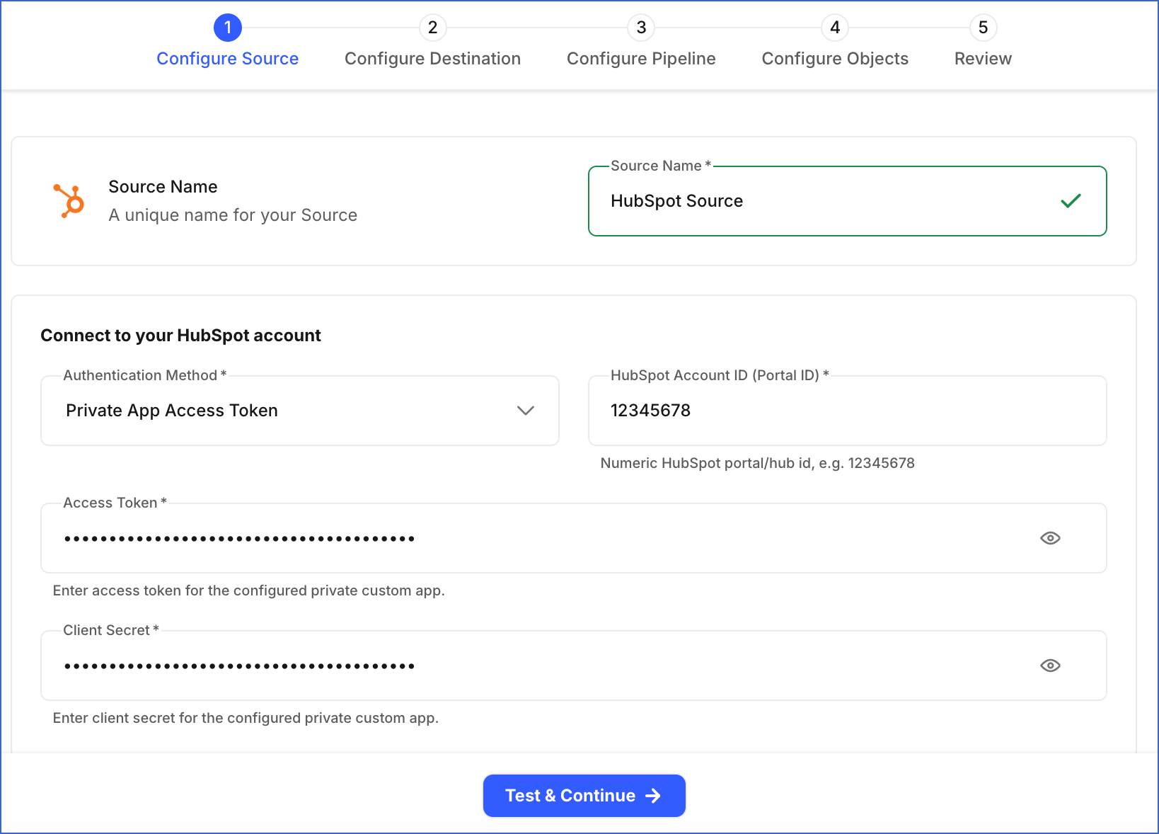 Configure Private App Access Token