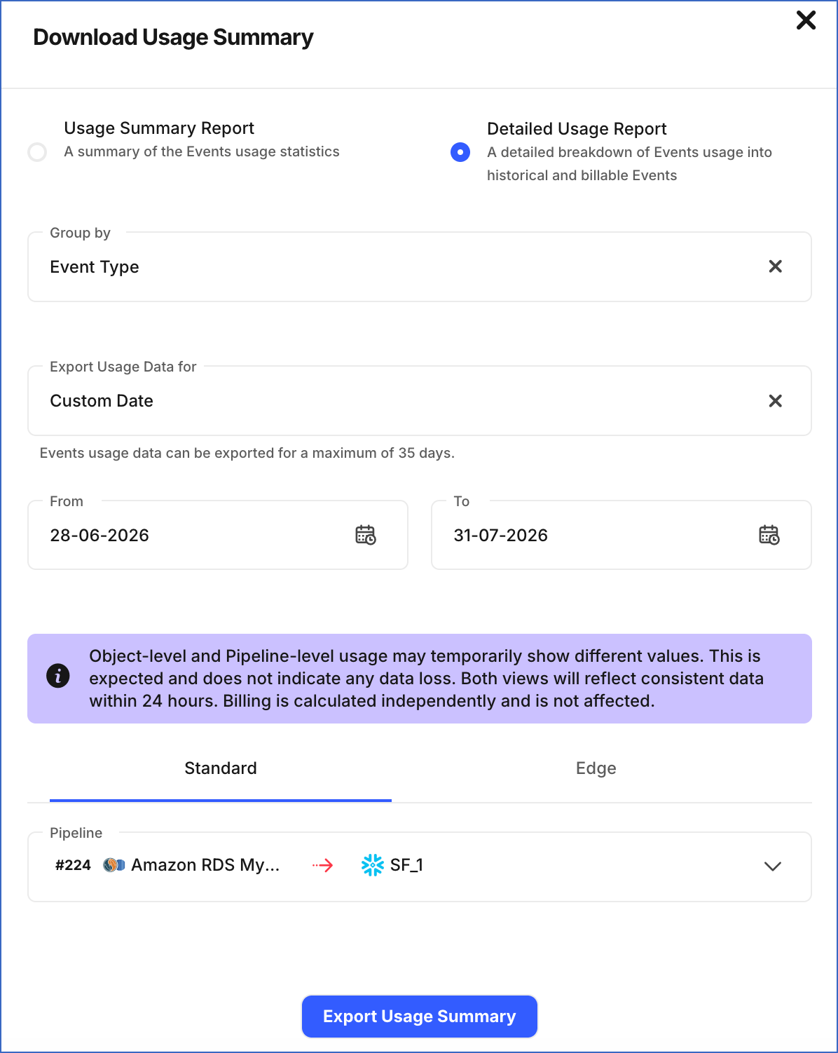 Download Detailed Usage Report
