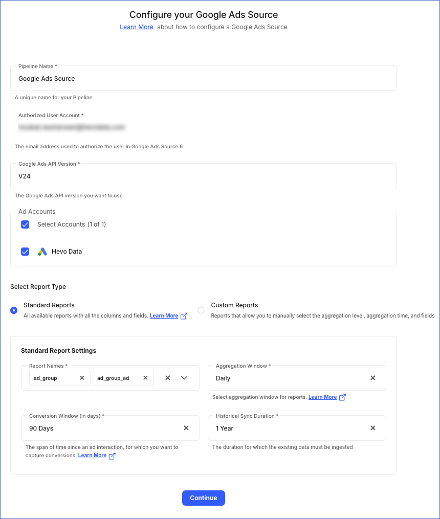 Google Ads Source config