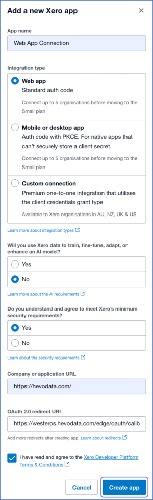 Add a New Xero App