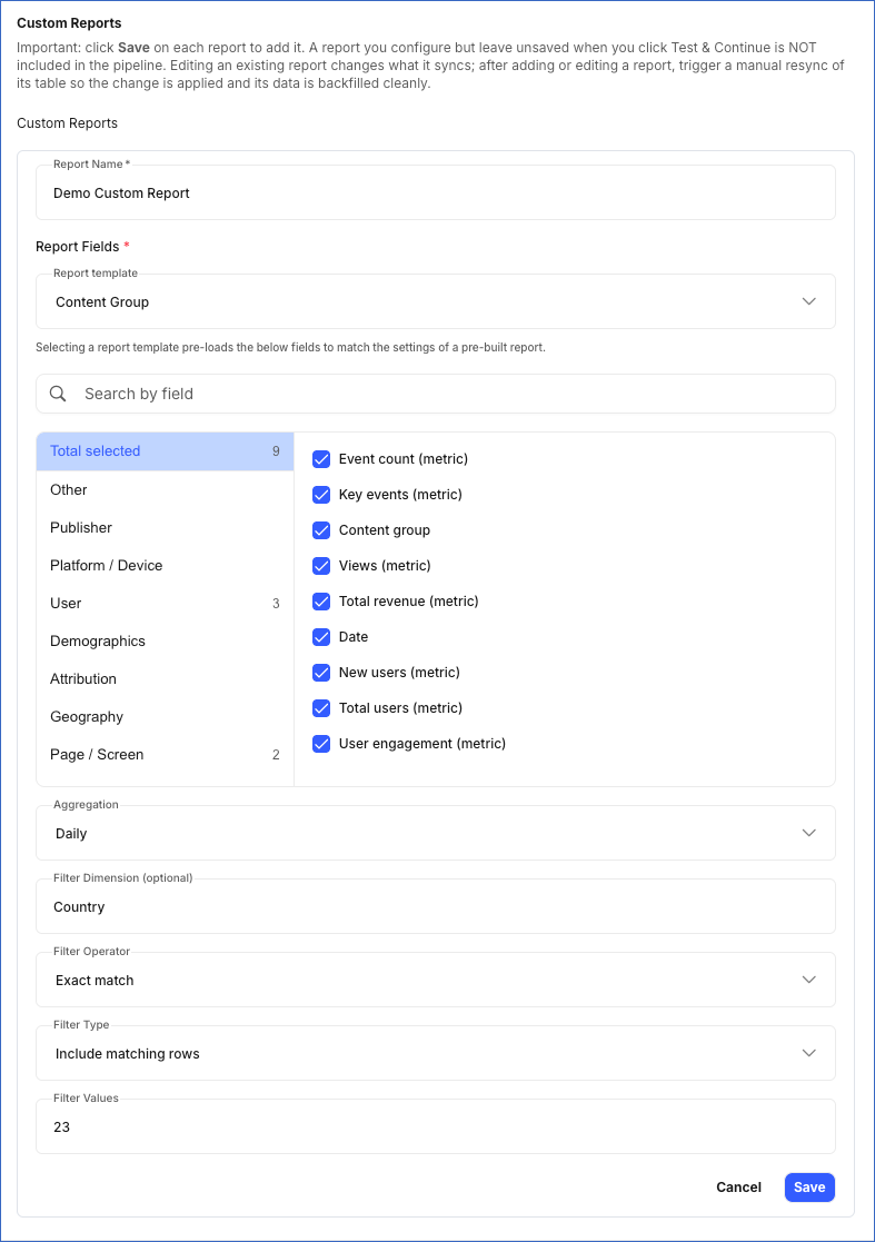 Custom Reports