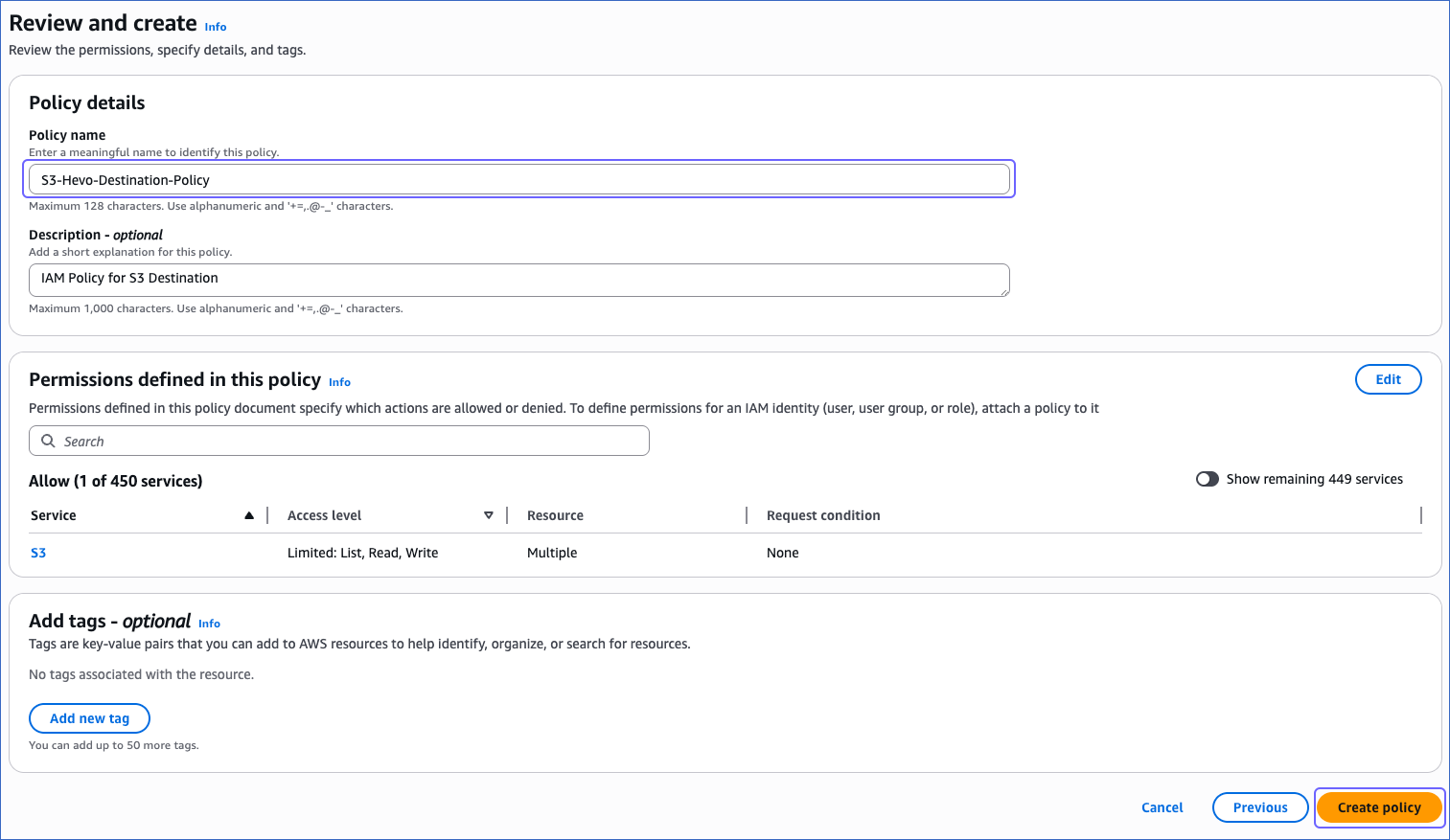 Review and Create Policy