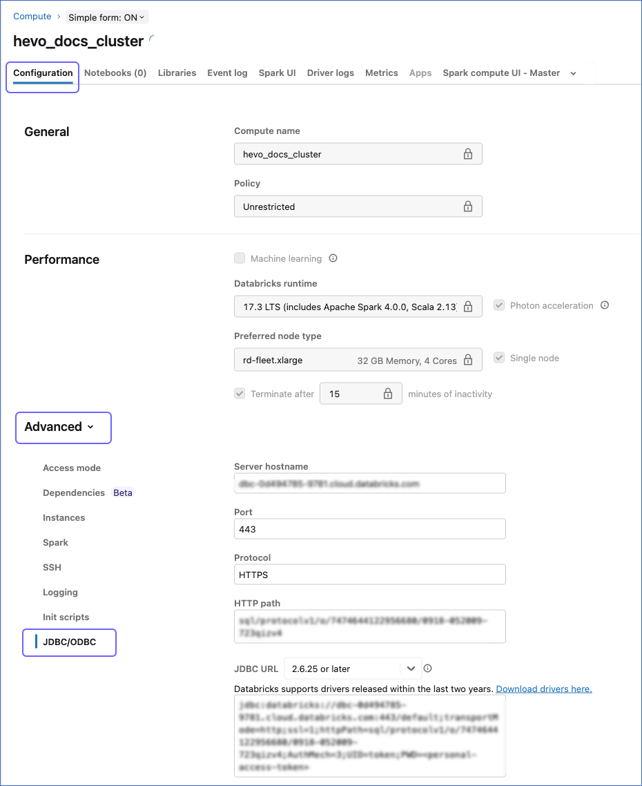 JDBC/ODBC tab