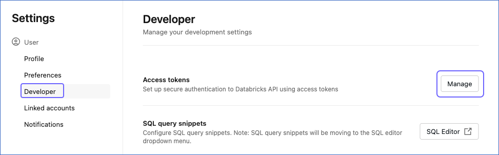 Manage access tokens