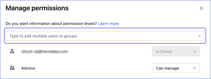 Manage permissions dialog