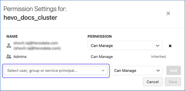 Permission Settings dialog