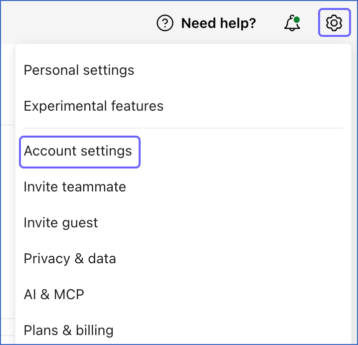 Account settings