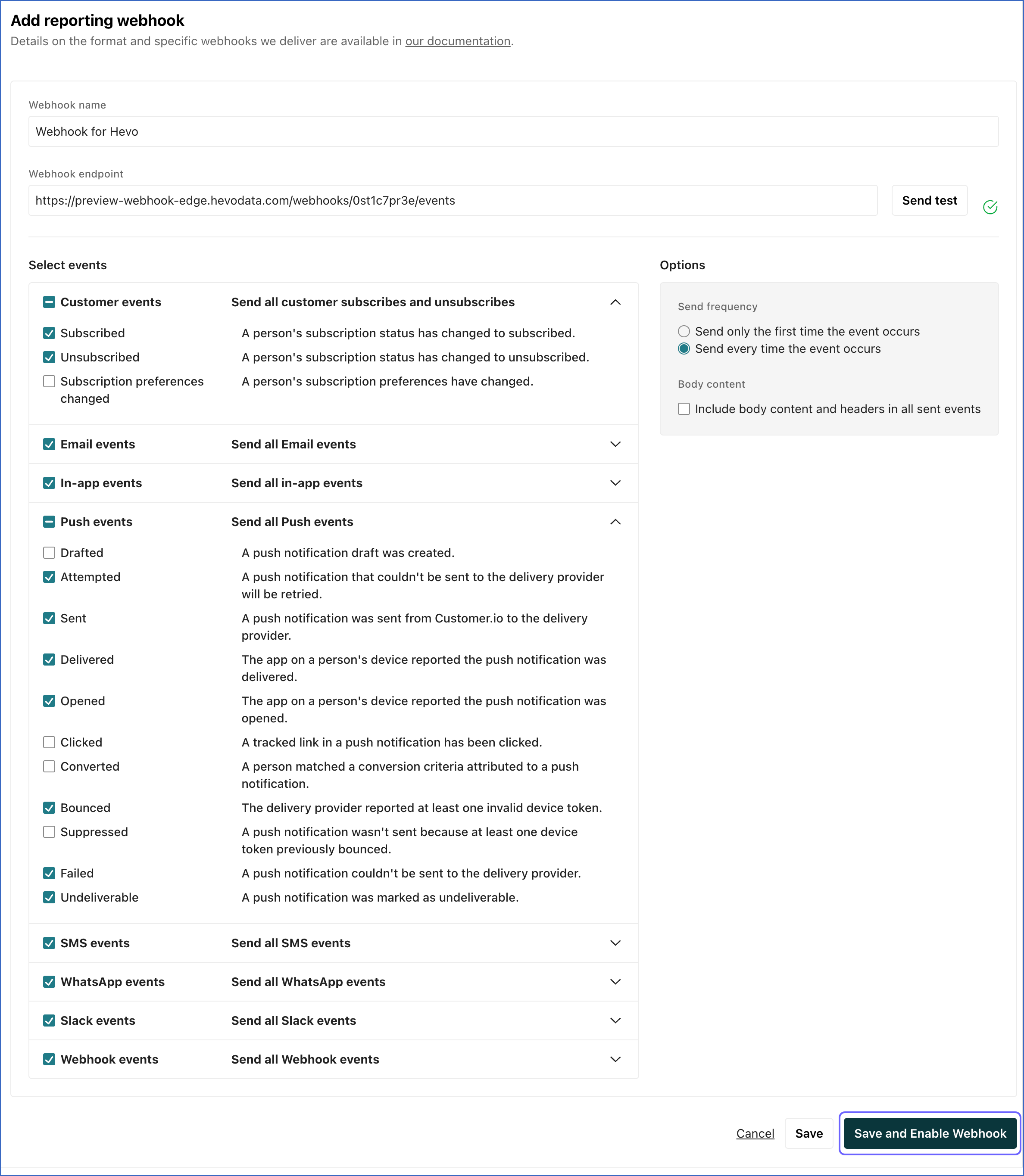 Add reporting webhook