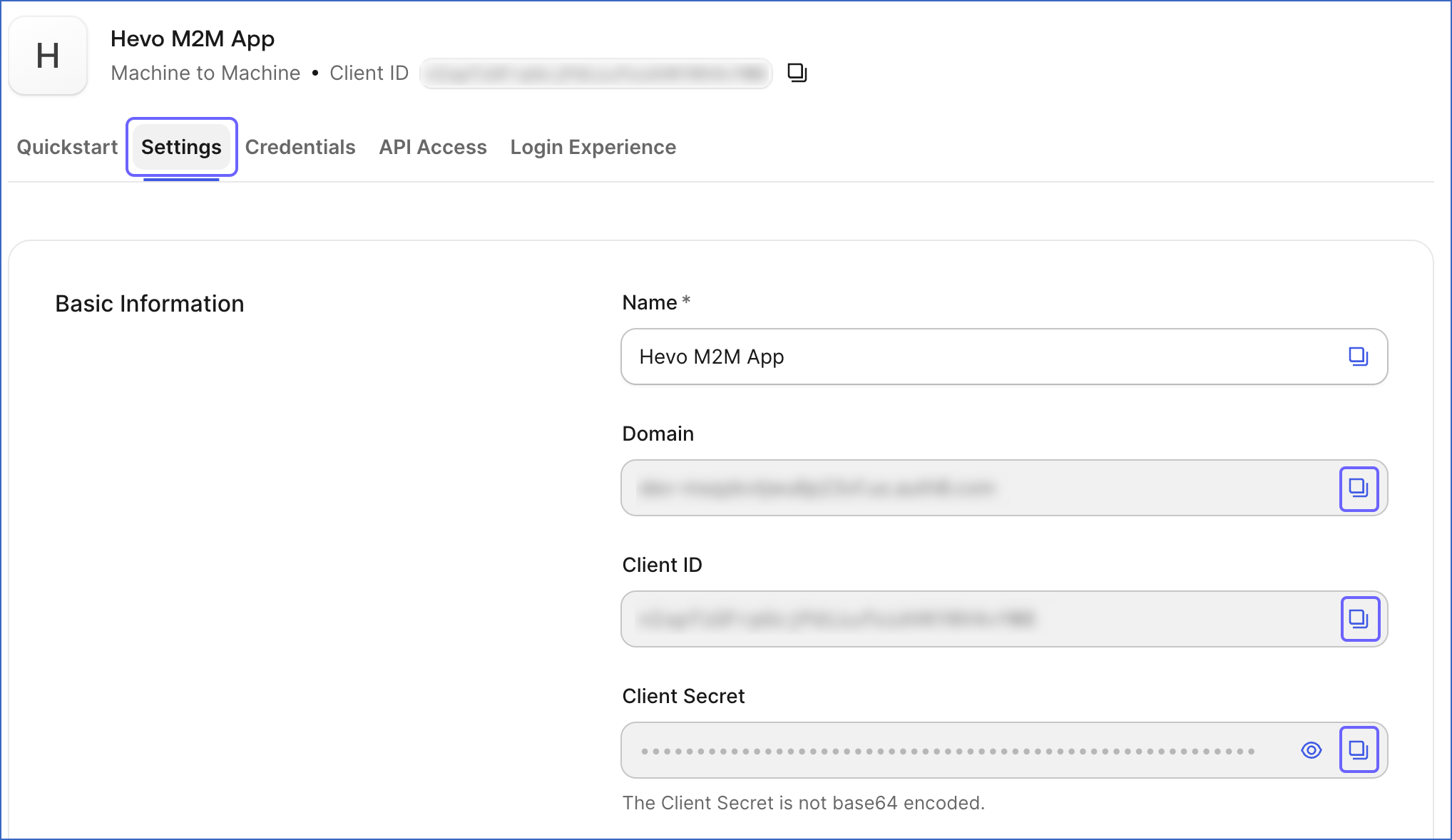 Settings tab