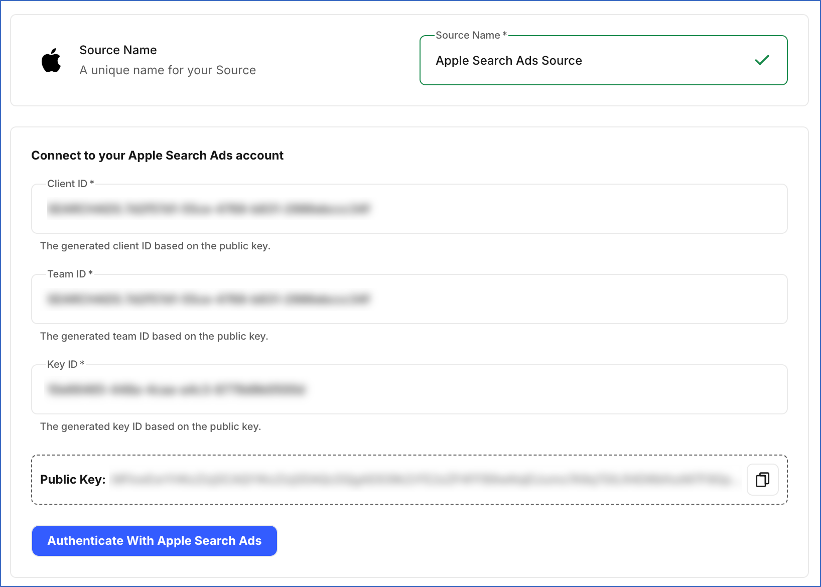 Connect to your Apple Search Ads account