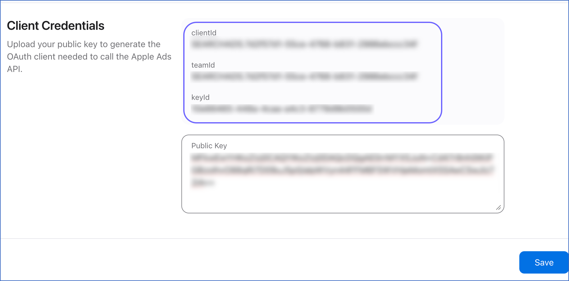 Copy Credentials and Save