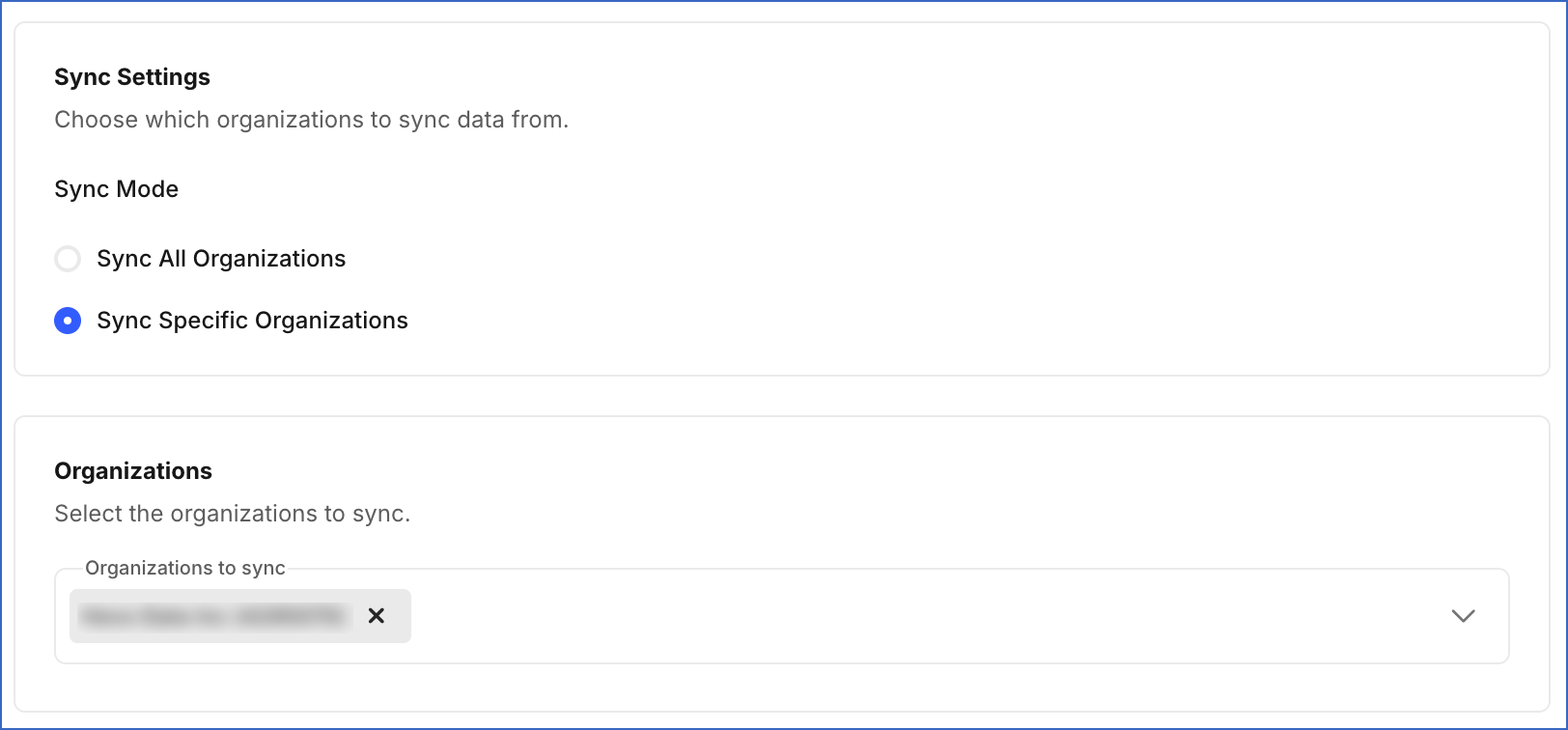 Organizations to sync