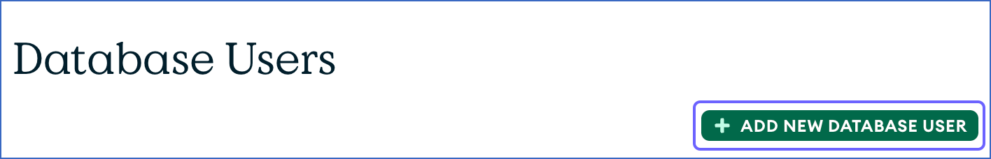 Add New Database User
