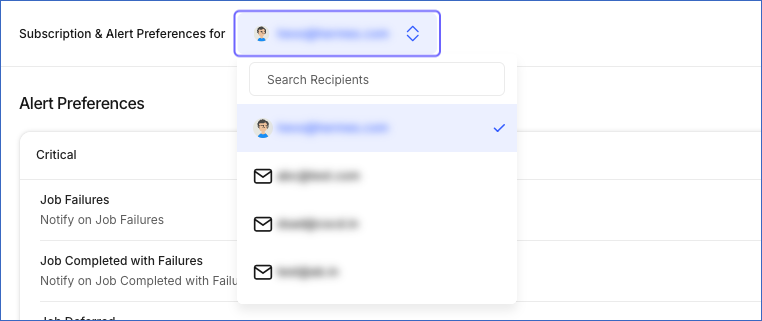 Recipients Drop Down List