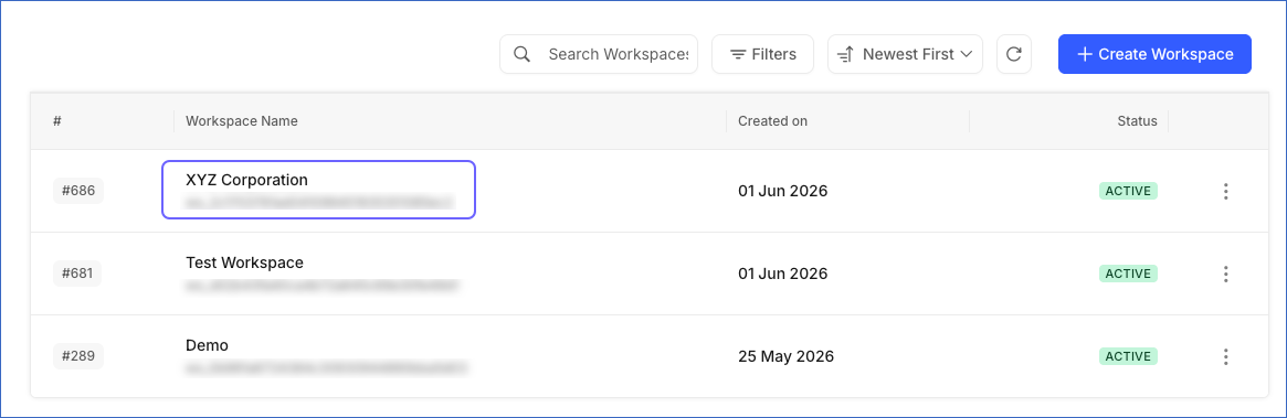 Click Workspace Name