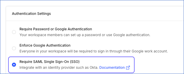 Select SAML-SSO option