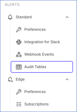 Settings sidebar