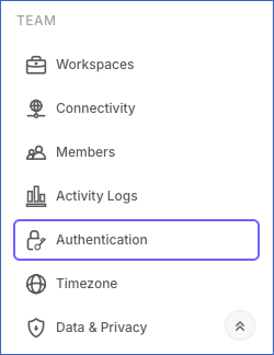 Settings sidebar
