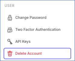 Settings sidebar