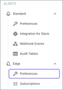 Settings sidebar